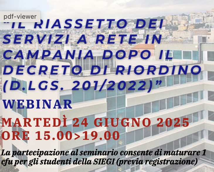 Il riordino dei servizi a rete in Campania dopo il decreto di riordino (D. LGS 201/2022)